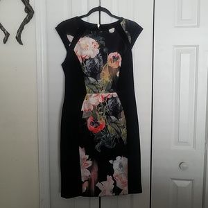 Ted Baker Black & Floral Panel Dress